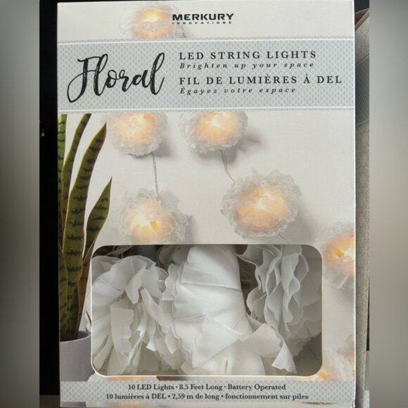 2 Packs of White Floral String Lights NIB - Picture 2 of 9